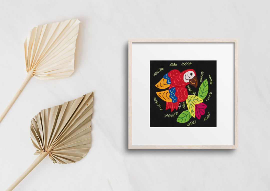 Red Blue And Gold Parrot with Flower Molita
