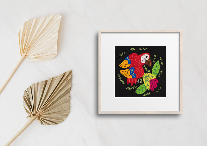 Red Blue And Gold Parrot with Flower Molita