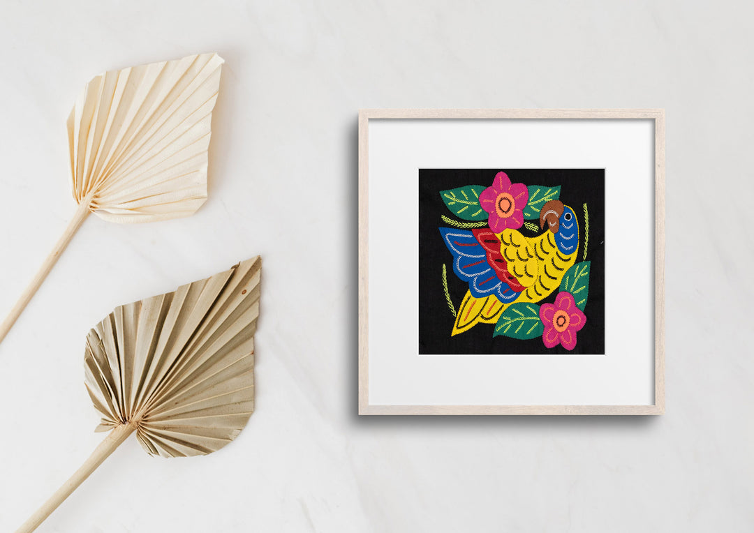 Yellow Red And Blue Parrot with Flower Molita