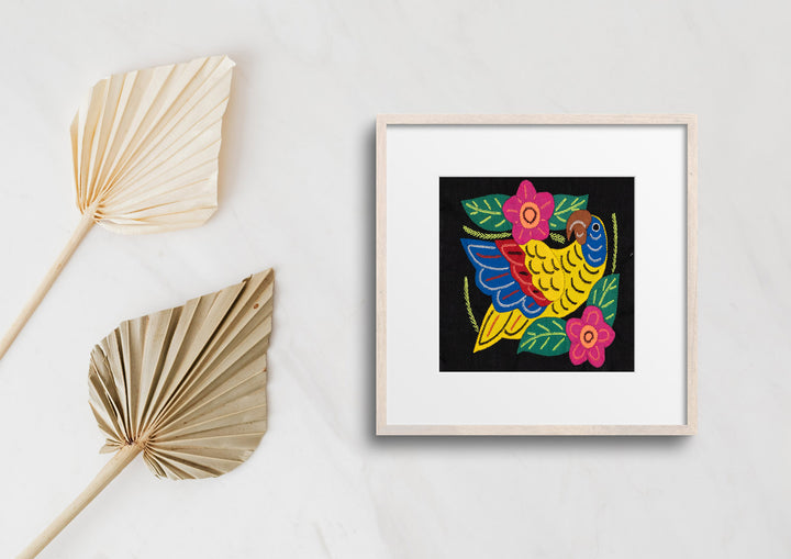 Yellow Red And Blue Parrot with Flower Molita