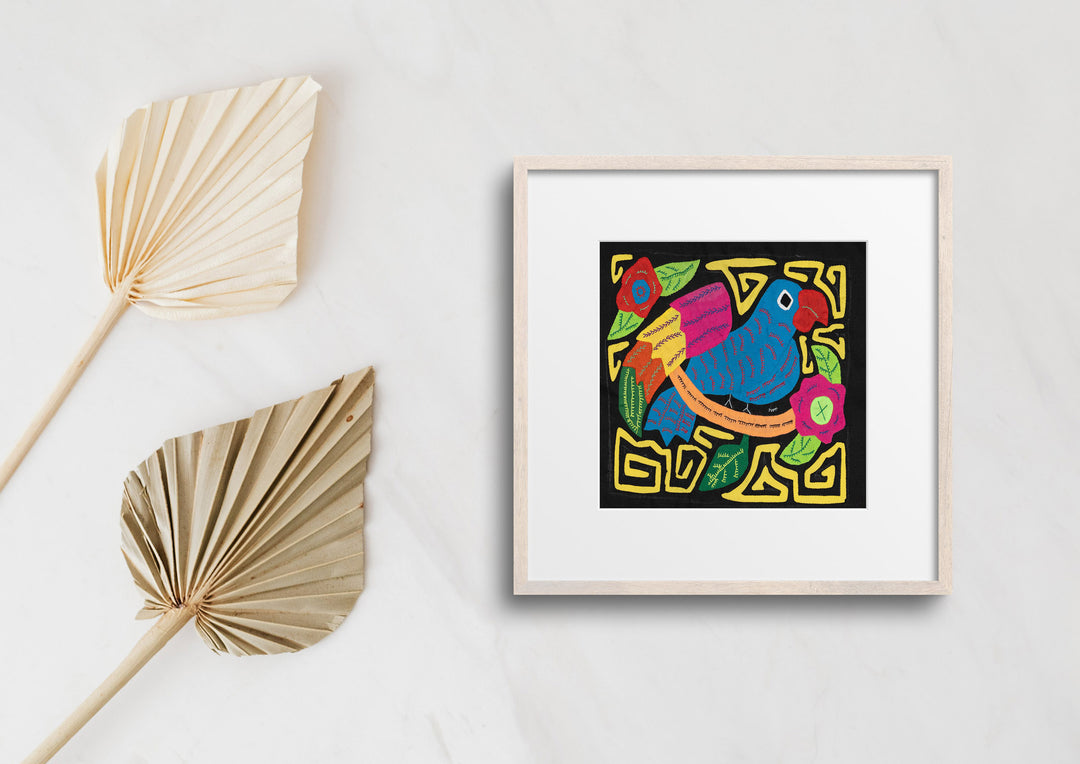 Blue Bird Black and Yellow Background Molita