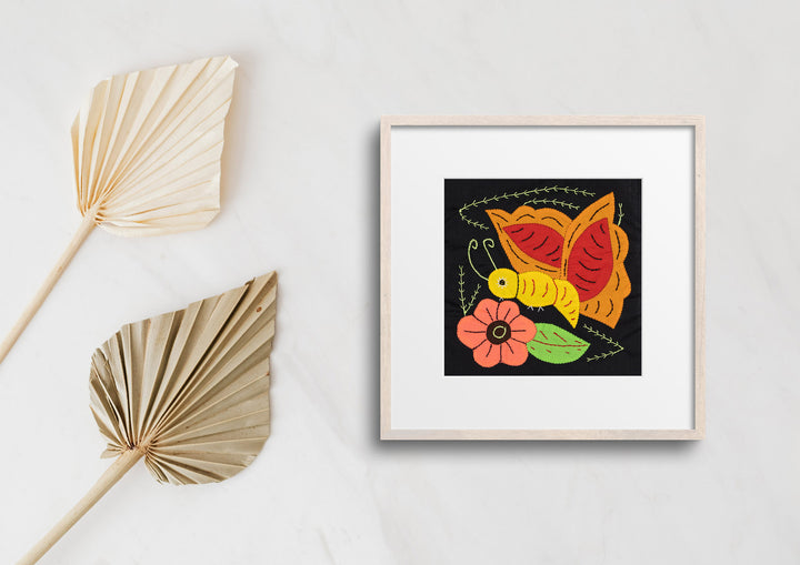 Gold And Red Butterfly with Orange Flower Molita