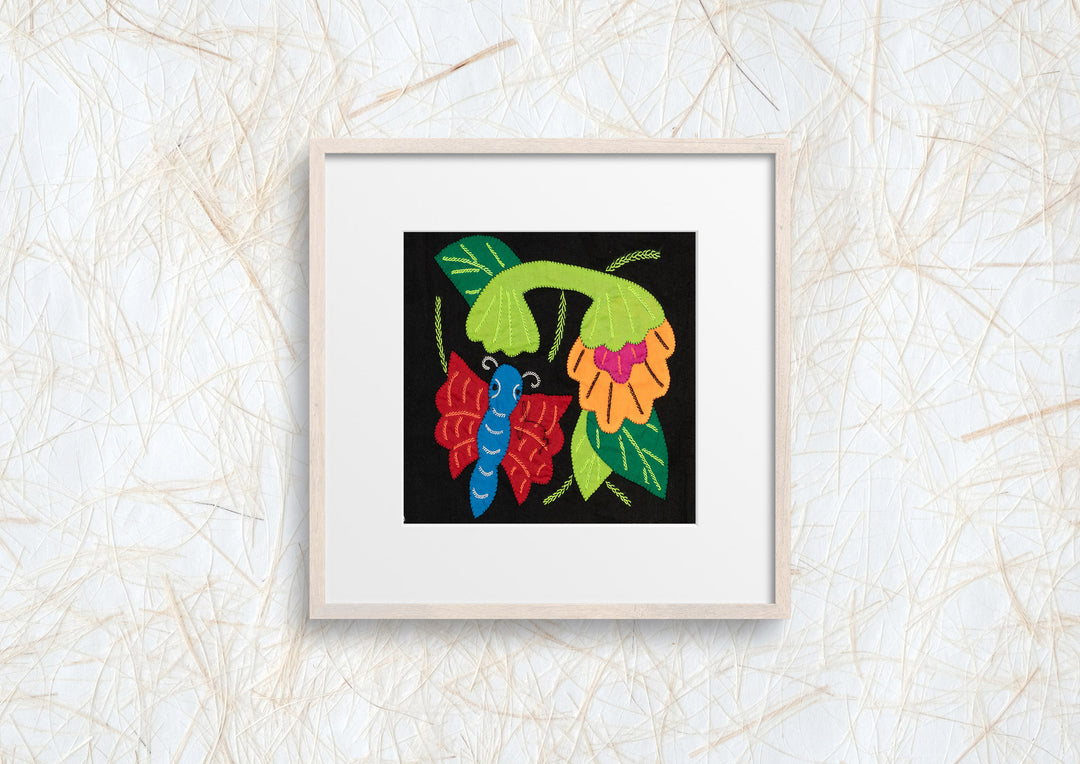 Red And Blue Butterfly with Flower Molita