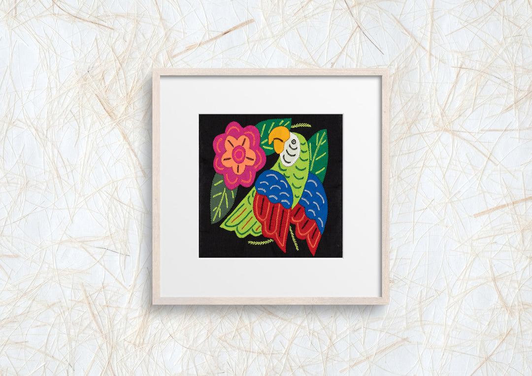Red Blue And Green Parrot with Flower Molita