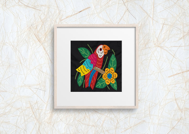 Red Yellow And Blue Parrot with Flower Molita