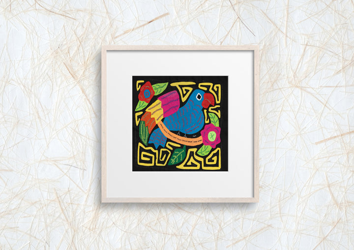 Blue Bird Black and Yellow Background Molita