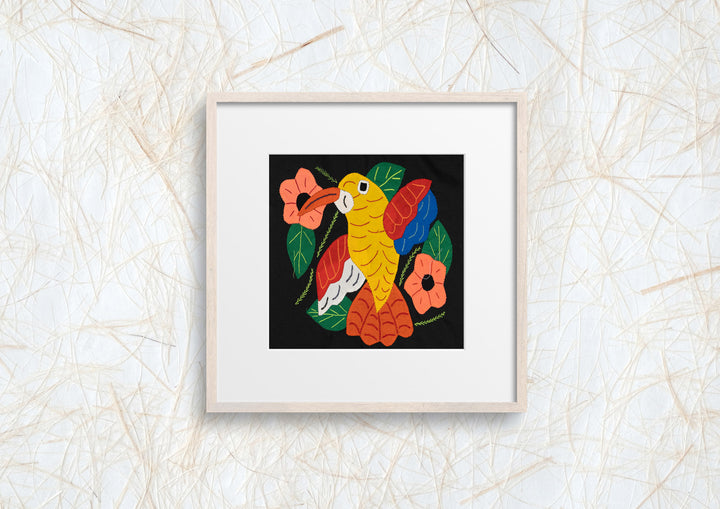 Yellow Blue And Red Hummingbird with Flower Molita