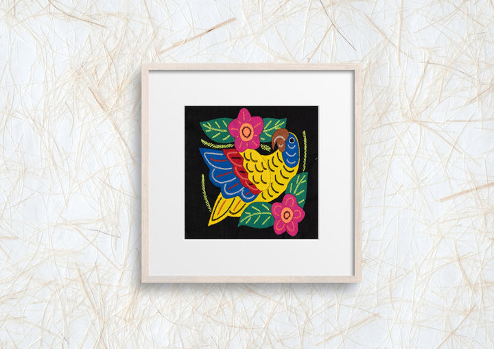 Yellow Red And Blue Parrot with Flower Molita