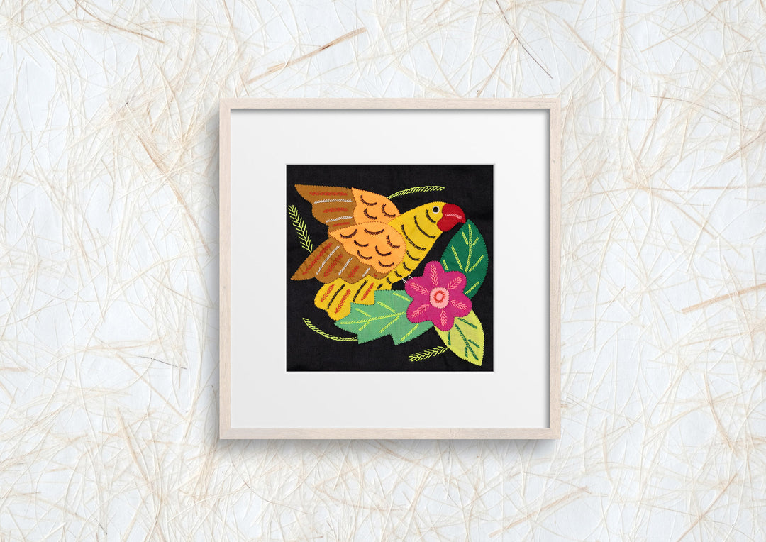 Orange Wing Yellow Parrot Bird with Flower Molita