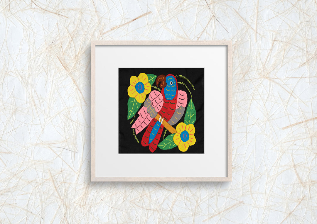 Red Blue And Pink Parrot with Flower Molita