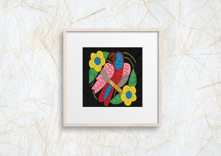 Red Blue And Pink Parrot with Flower Molita