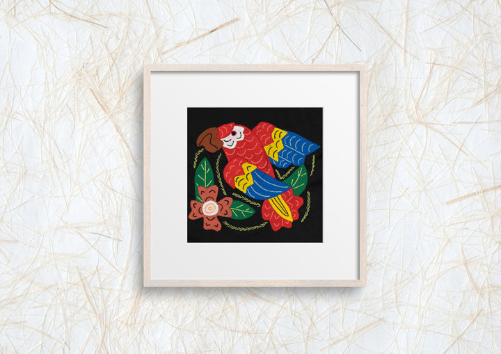 Red Yellow And Blue Parrot with Flower Molita