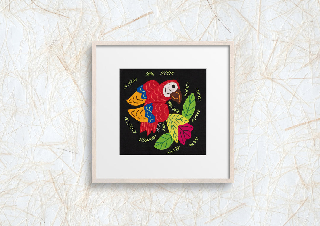 Red Blue And Gold Parrot with Flower Molita
