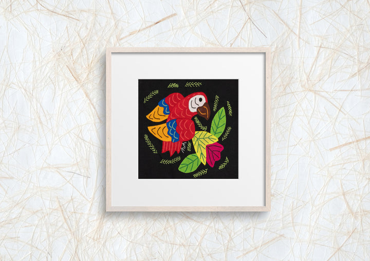 Red Blue And Gold Parrot with Flower Molita