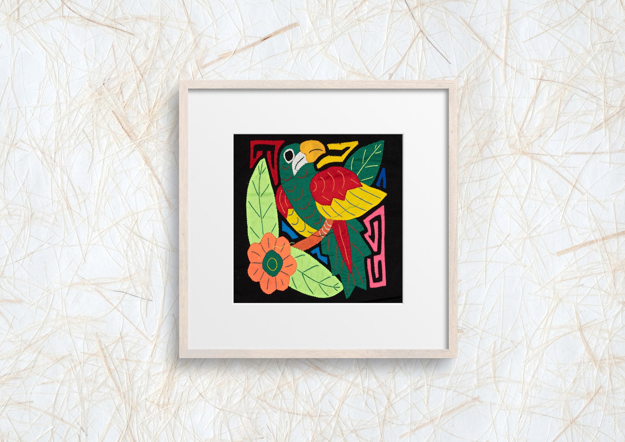 Green Red And Yellow Parrot with Flower Molita