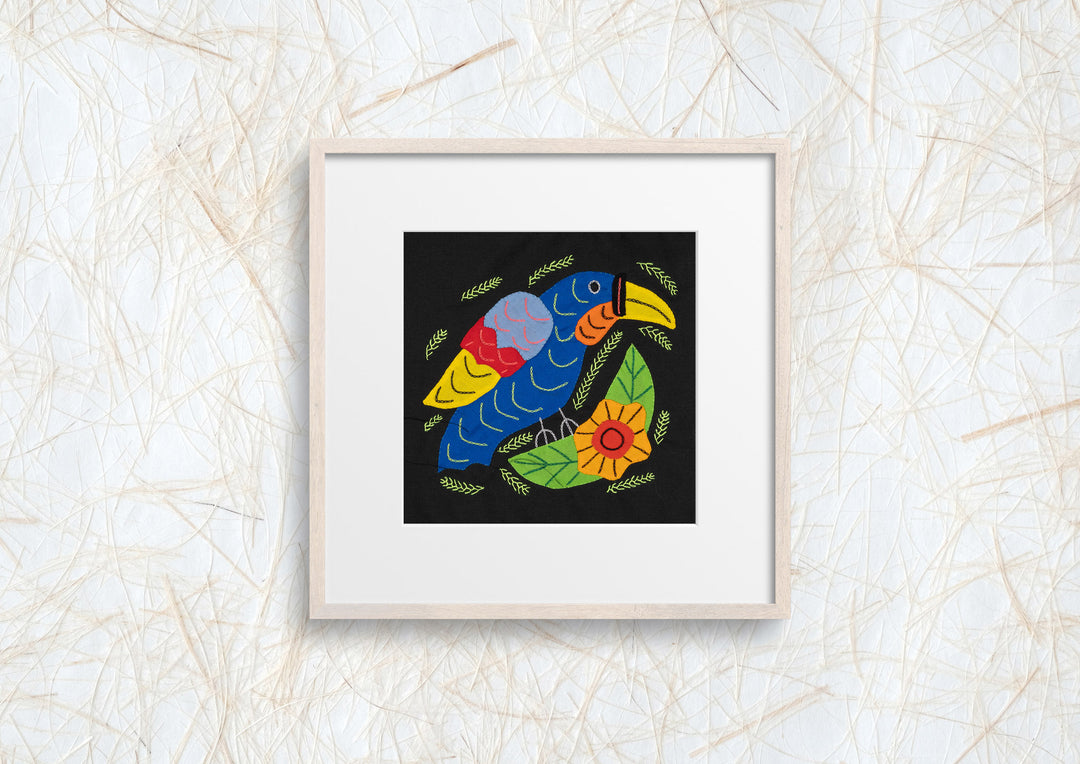 Blue Parrot Bird with Flower Molita