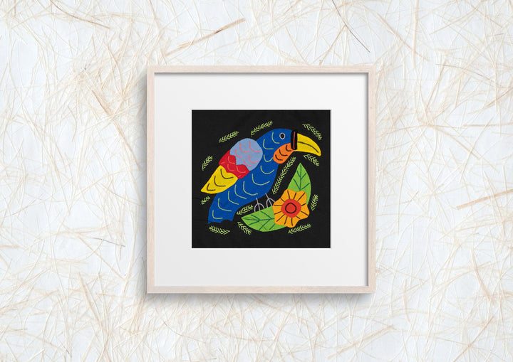 Blue Parrot Bird with Flower Molita