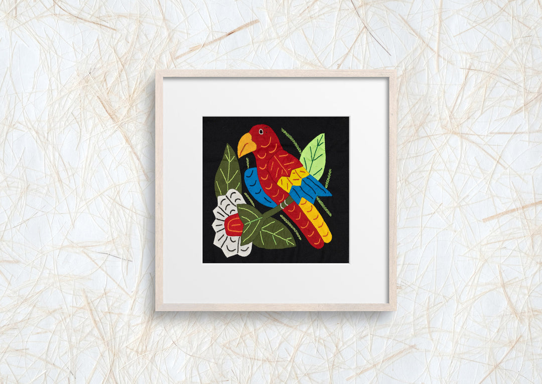 Red Yellow And Blue Bird with Flower Molita