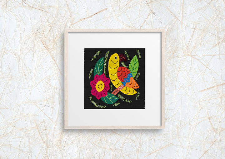 Yellow Canary Bird with Flower Molita