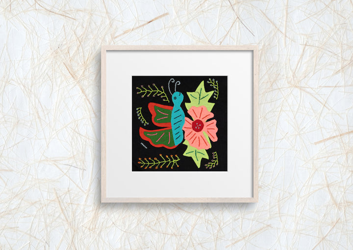 Blue And Red Butterfly with Orange Flower Molita