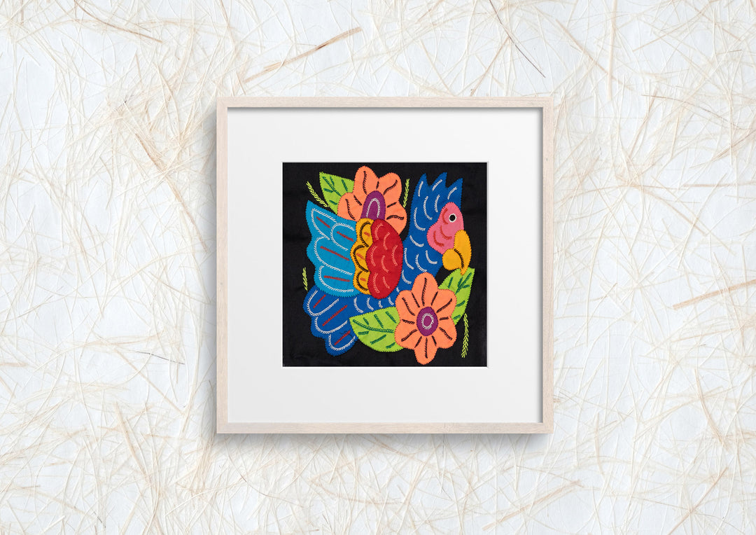 Blue Parrot Bird with Flower Molita
