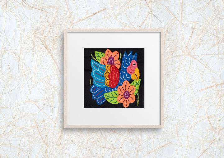 Blue Parrot Bird with Flower Molita