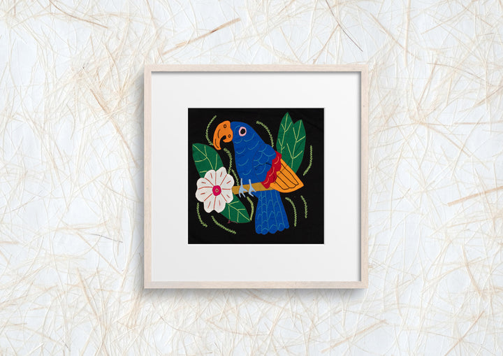 Blue Red And Orange Parrot with Flower Molita