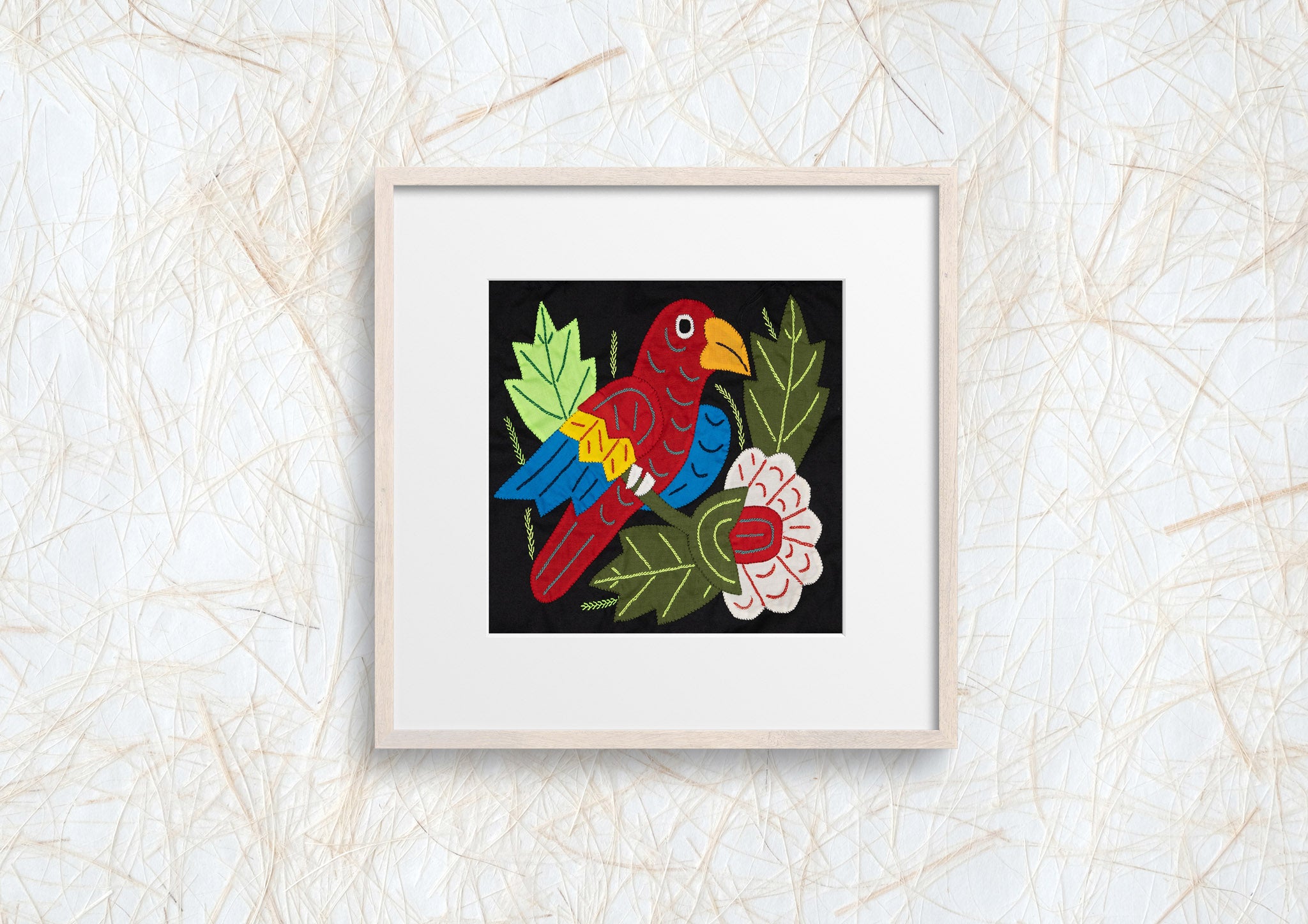 Red Yellow and Blue Bird with Flower Molita