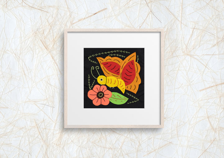 Gold And Red Butterfly with Orange Flower Molita