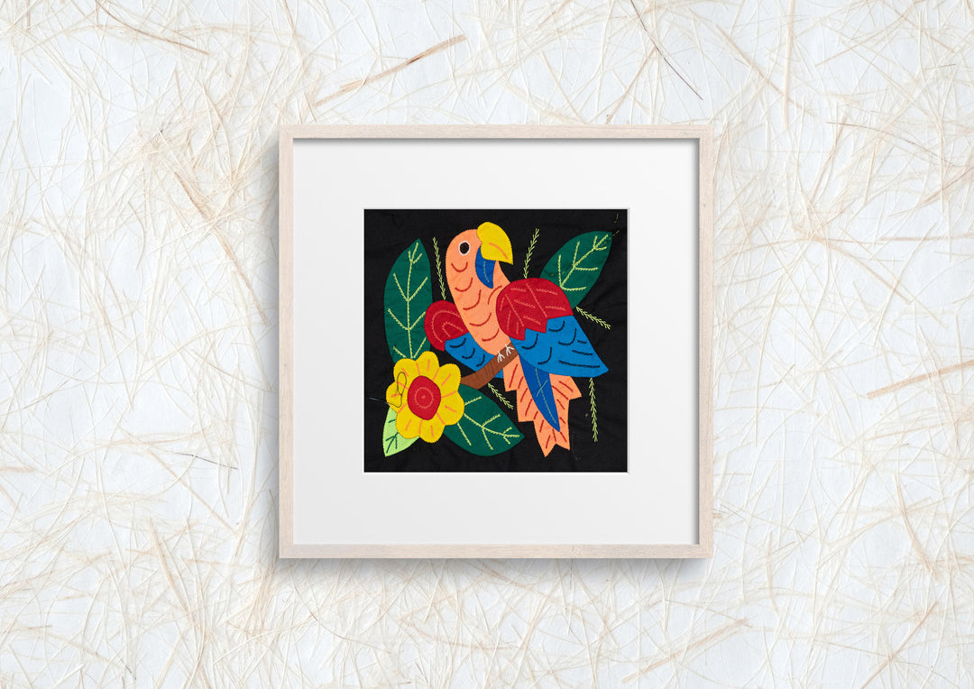 Pink Red And Blue Parrot with Flower Molita