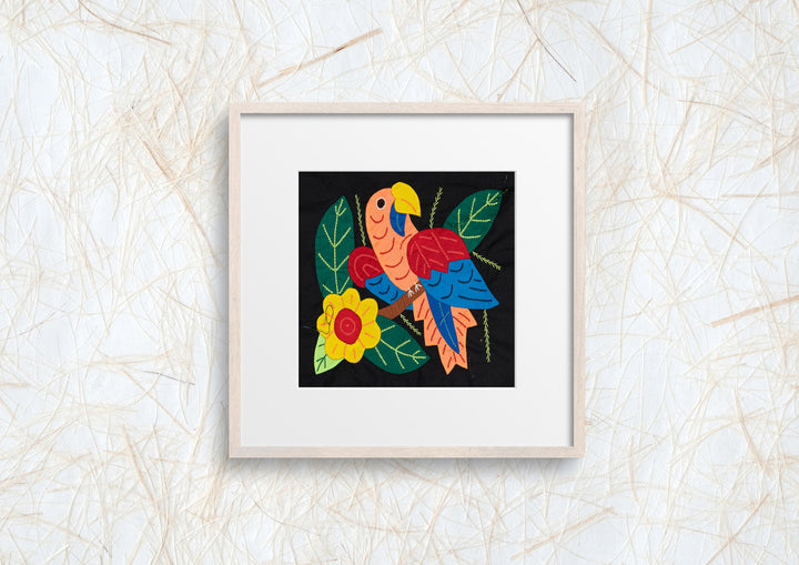 Pink Red And Blue Parrot with Flower Molita