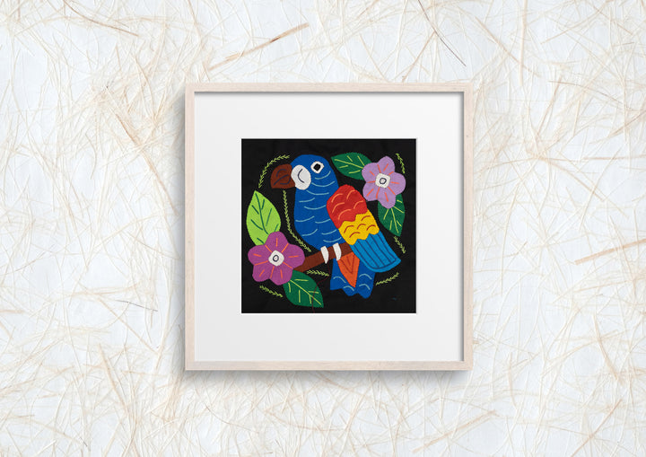 Blue Red And Yellow Parrot with Flower Molita