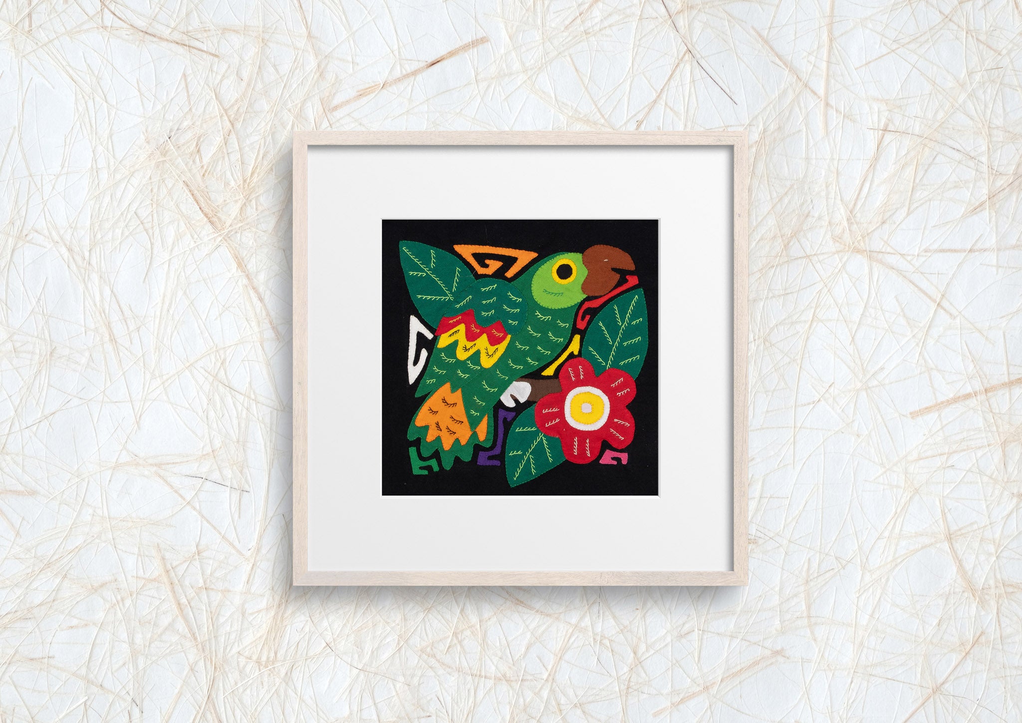 Green Red And Yellow Parrot with Red Flower Molita
