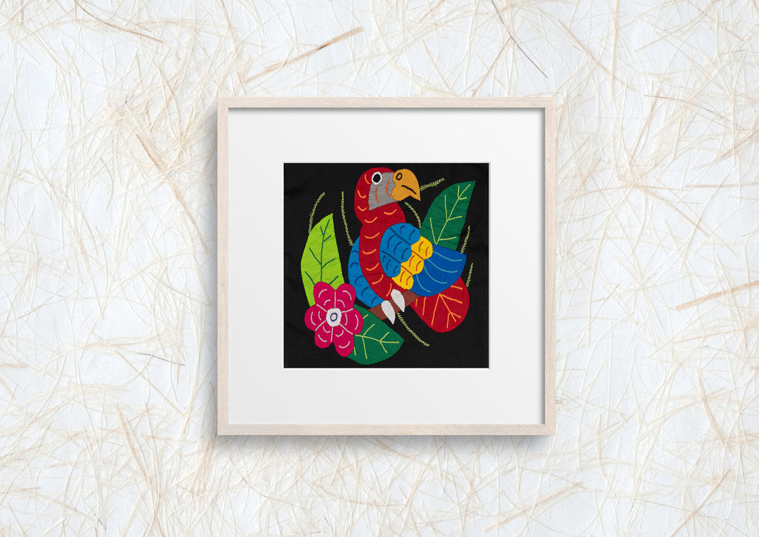 Red Blue And Yellow Parrot with Flower Molita