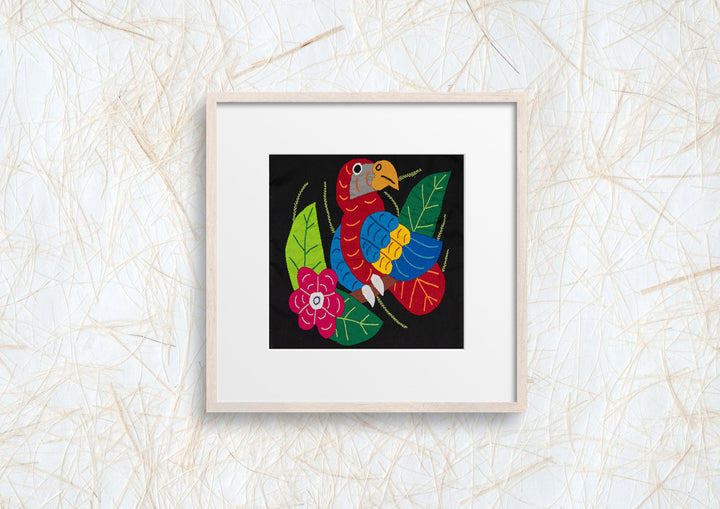 Red Blue And Yellow Parrot with Flower Molita