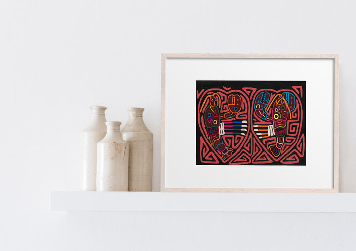 Vintage Black and Red Lobster Mola