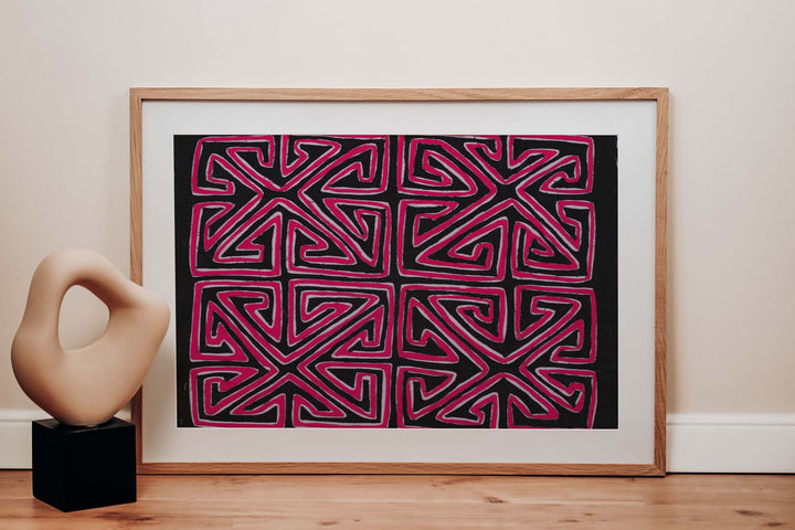 Purple Black White Symmetry Vintage Mola