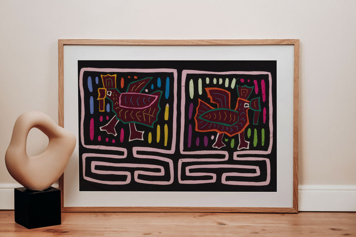 Black White Rooster Chicken Mola