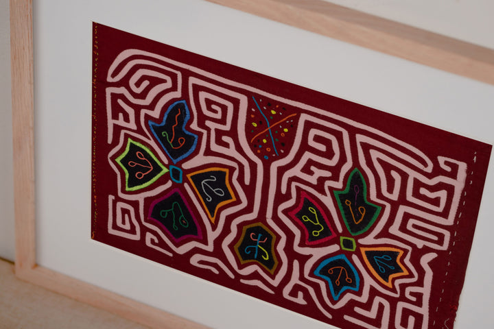 Burgundy White Floral Flower Mola