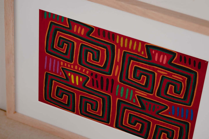 Blood Red Huaca Design Vintage Mola