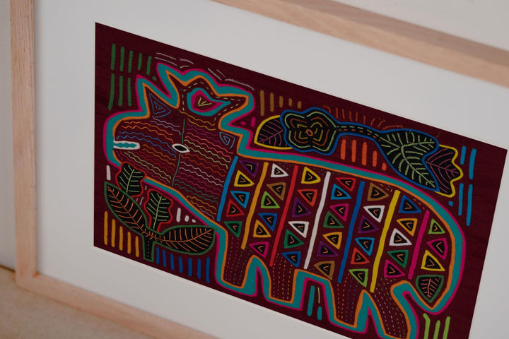 Maroon Rainforest Tropical Raindeer Two Mola