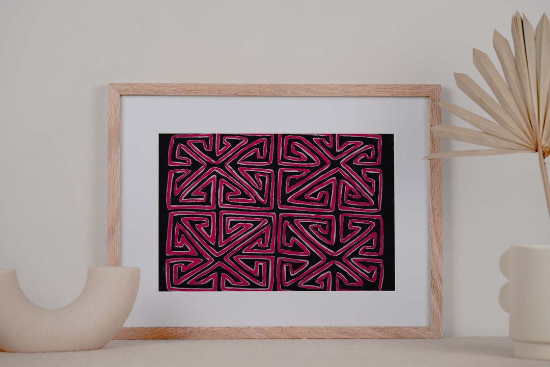 Purple Black White Symmetry Vintage Mola