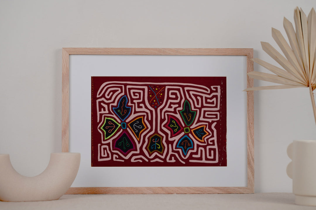 Burgundy White Floral Flower Mola