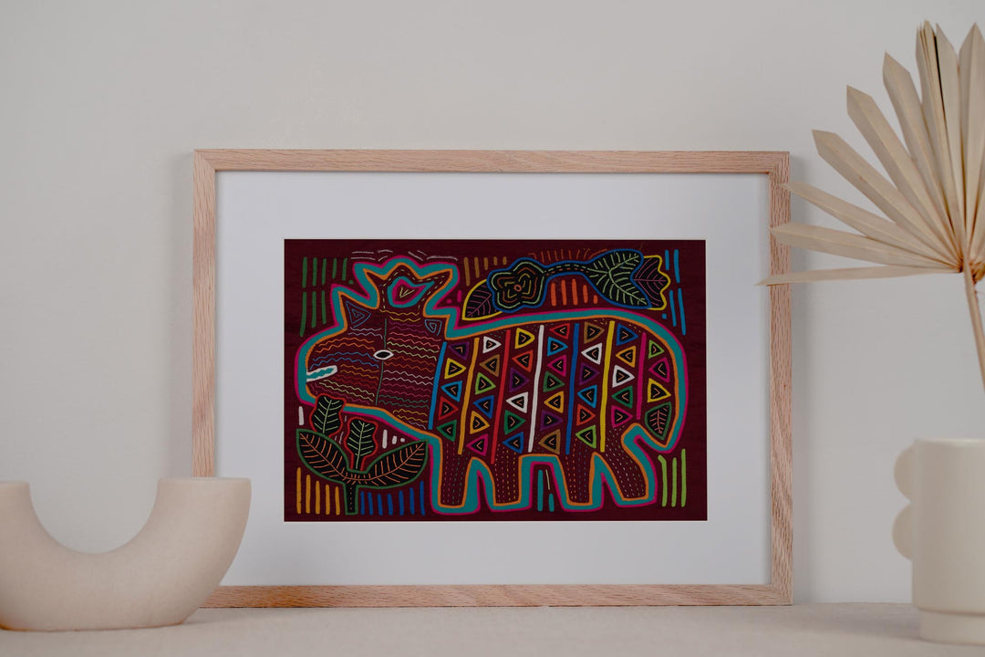 Maroon Rainforest Tropical Raindeer Two Mola