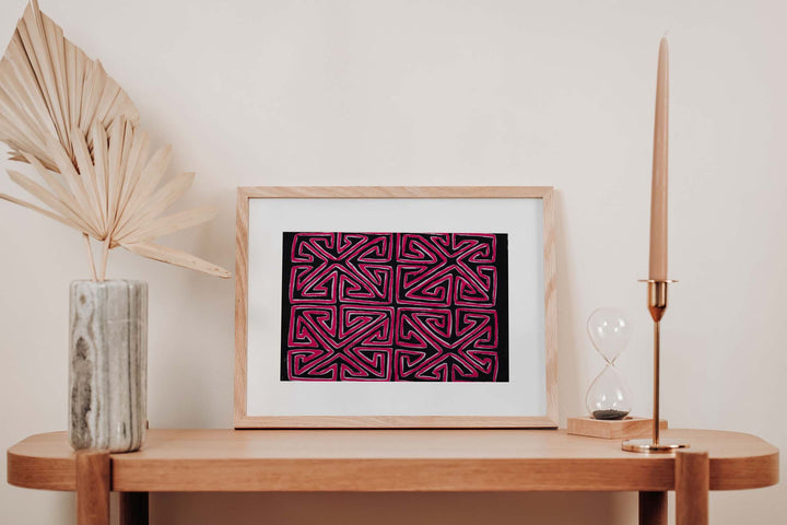 Purple Black White Symmetry Vintage Mola