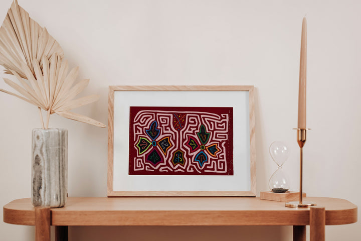Burgundy White Floral Flower Mola
