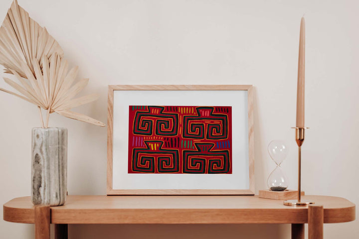 Blood Red Huaca Design Vintage Mola