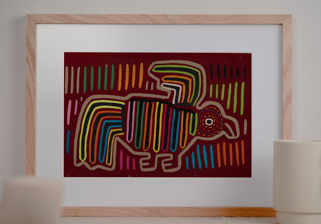 Maroon Rainbow Bird in Flight Mola