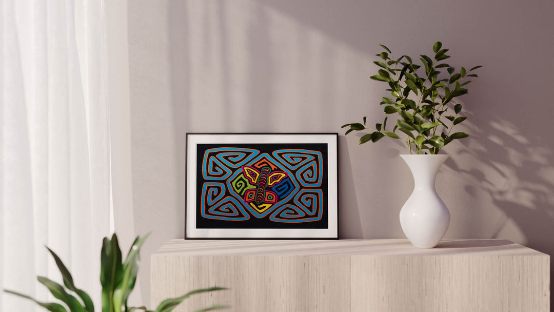 Orange Blue Butterfly Maze Mola