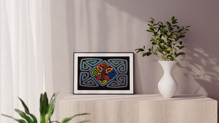 Orange Blue Butterfly Maze Mola